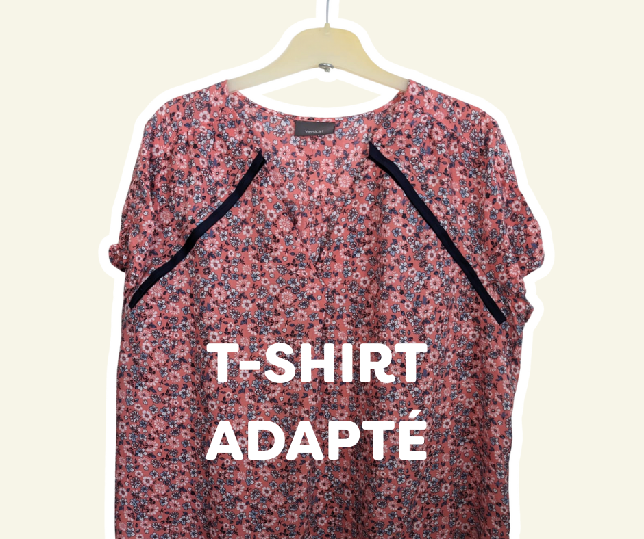 Chemise adaptée avec ouverture discrète pour accès au port-à-cath chez une personne atteinte de cancer