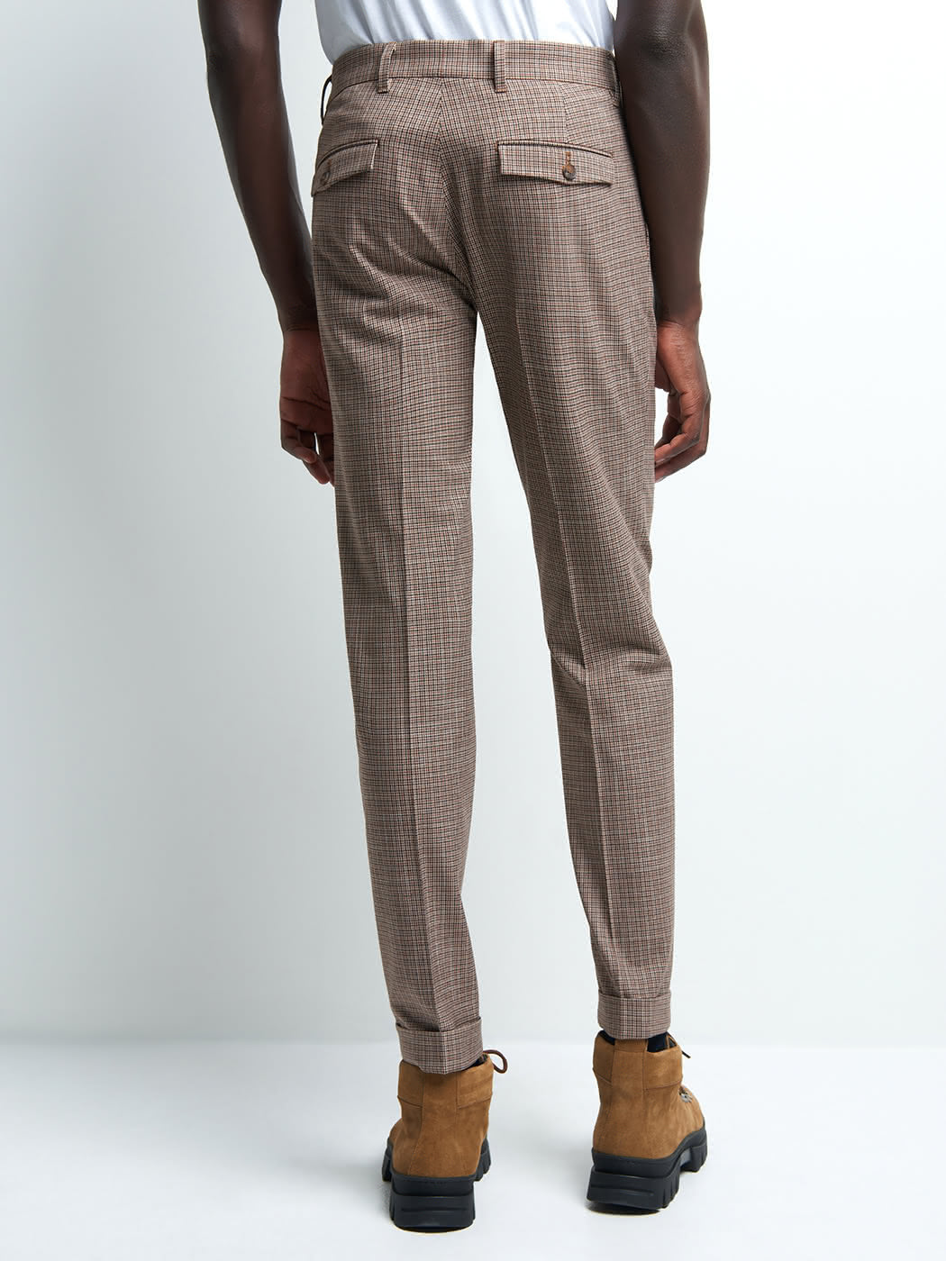 Pantalon Slack en coton élasthane carreaux