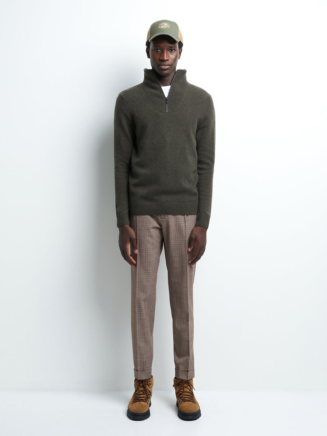 Pantalon Slack en coton élasthane carreaux