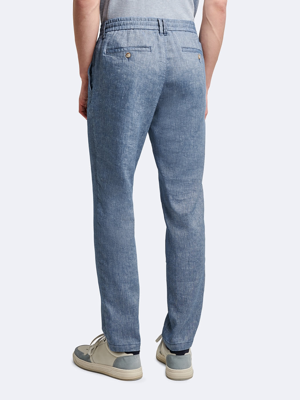 Chino en coton - lin faux uni