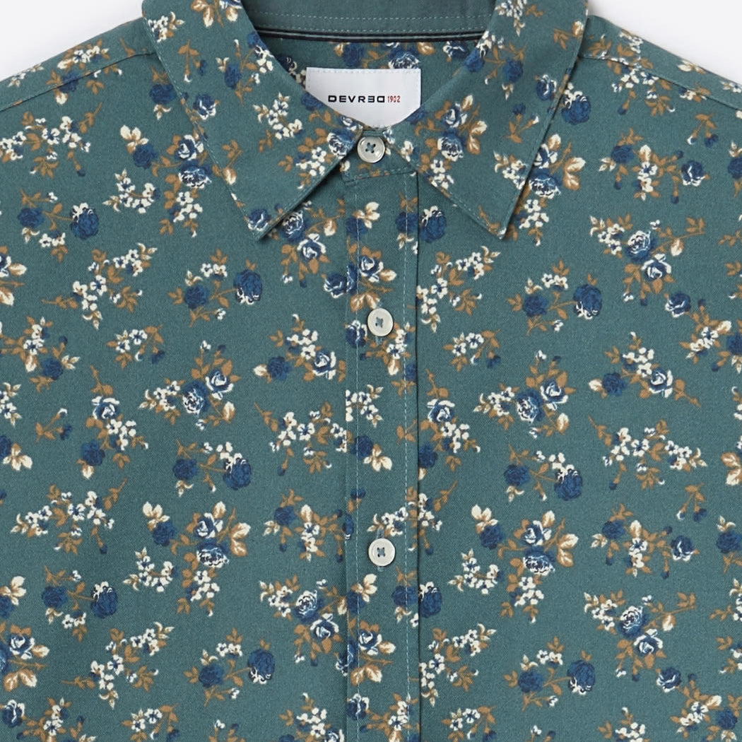 Chemise homme slim 100% coton fleurie Devred, adaptée handicap par Adapt and Joy