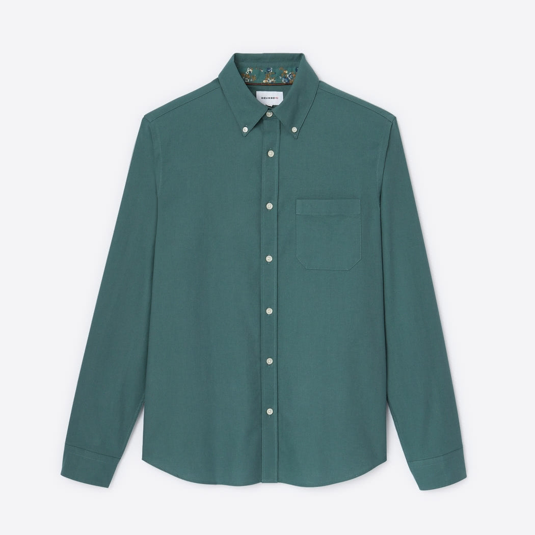 Chemise homme slim 100% coton esprit flanelle uni Devred, adaptée handicap par Adapt and Joy