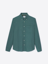 Chemise slim en coton esprit flanelle - Vert mer