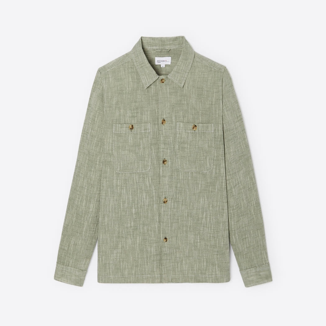 Surchemise homme regular 100% coton chiné vert bronze Devred, adaptée handicap par Adapt and Joy