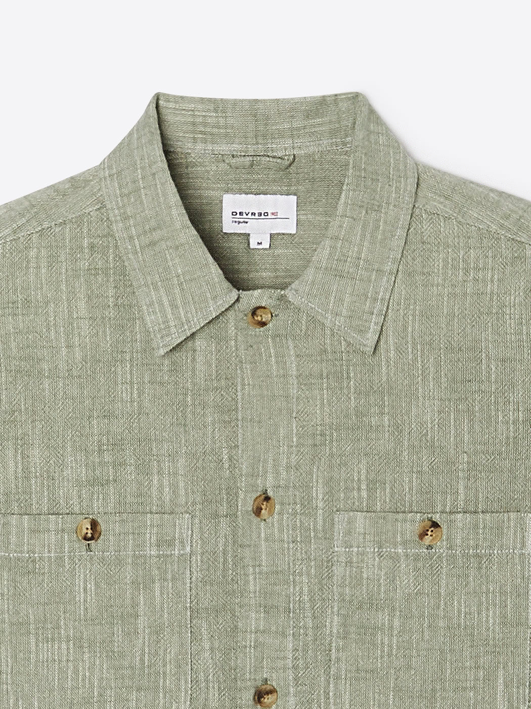 Surchemise homme regular 100% coton chiné vert bronze Devred, adaptée handicap par Adapt and Joy