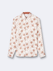 Chemise homme slim 100% lin fleurie orange abricot Devred, adaptée handicap par Adapt and Joy