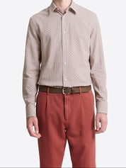 Chemise homme slim 100% coton fantaisie orange brûlé Devred adaptée handicap, fermeture velcro ou magnétique pour préhension difficile – Adapt and Joy