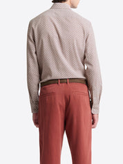 Chemise homme slim 100% coton fantaisie orange brûlé Devred, vêtement adapté personnes à mobilité réduite – Adapt and Joy