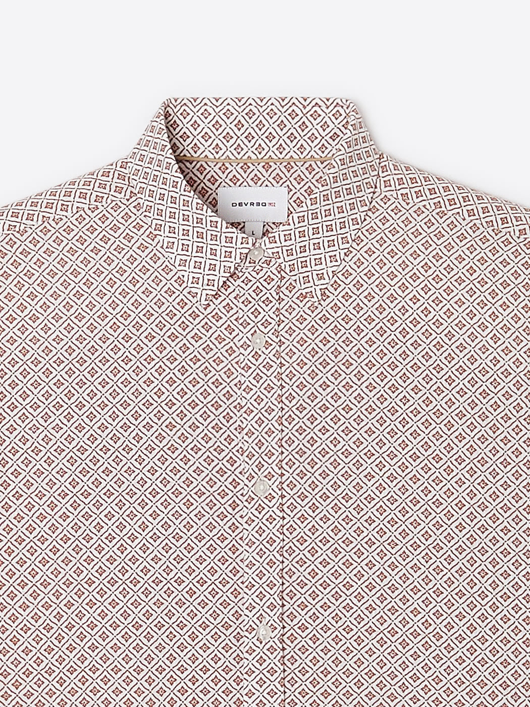 Chemise homme slim 100% coton fantaisie orange brûlé Devred adaptée handicap, version adaptée motricité fine réduite et hémiplégie – Adapt and Joy