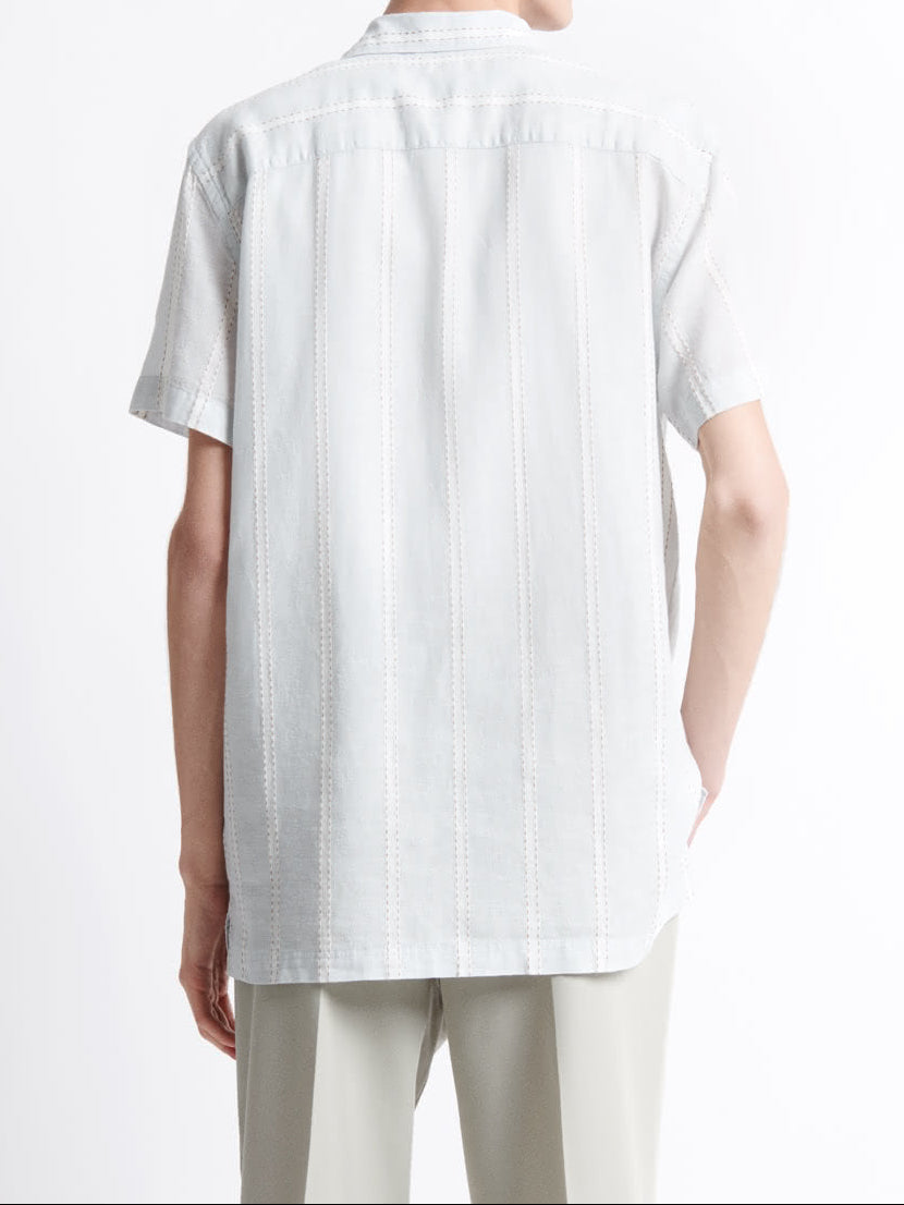 Chemise homme regular lin coton rayée éco-responsable L'Atelier Devred, vêtement adapté personnes à mobilité réduite – Adapt and Joy