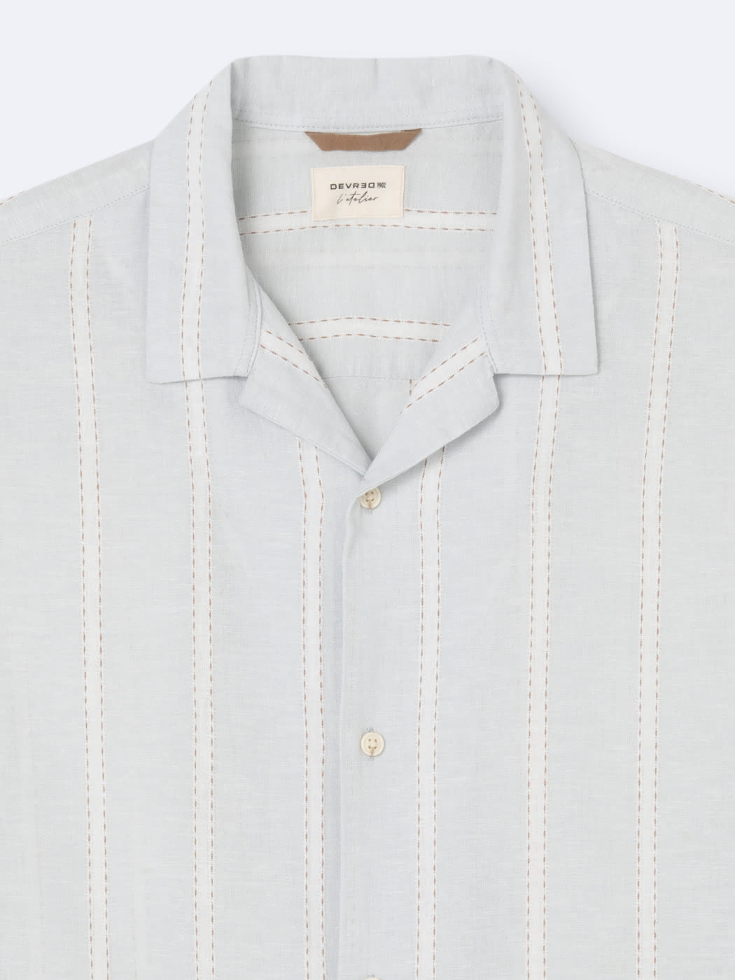 Chemise homme regular lin coton rayée éco-responsable L'Atelier Devred adaptée handicap, fermeture velcro ou magnétique pour préhension difficile – Adapt and Joy