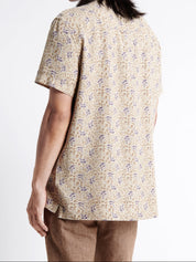 Chemise éco-responsable en lin - Imprimé Feuilles - Beige automne