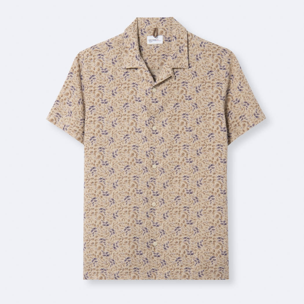Chemise homme regular lin viscose fleurie éco-responsable L'Atelier Devred adaptée handicap, habillage facilité pour mobilité réduite des épaules – Adapt and Joy