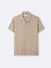Chemise éco-responsable en lin - Imprimé Feuilles - Beige automne