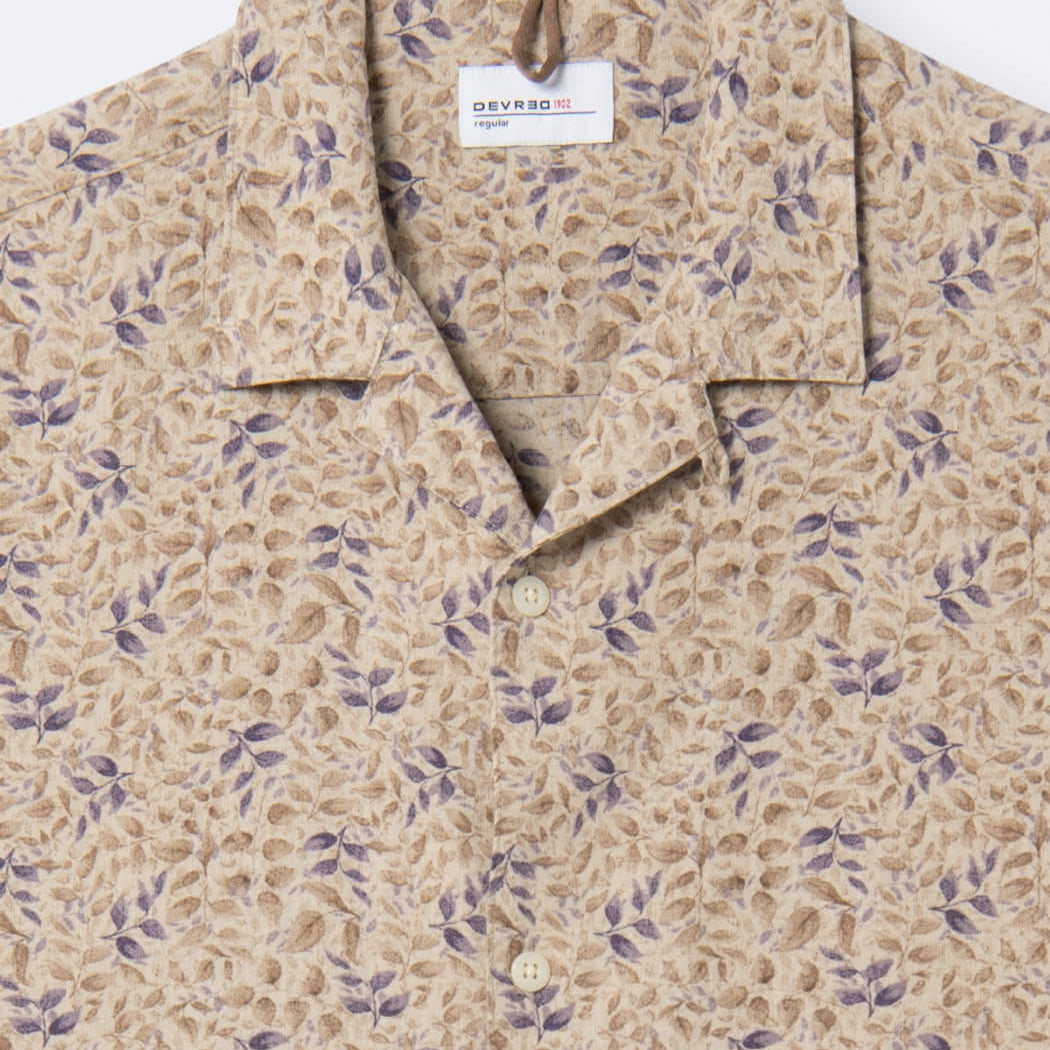 Chemise homme regular lin viscose fleurie éco-responsable L'Atelier Devred adaptée handicap, fermeture velcro ou magnétique pour préhension difficile – Adapt and Joy