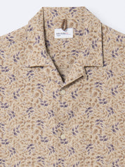Chemise éco-responsable en lin - Imprimé Feuilles - Beige automne