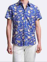 Chemise 100% coton fleurie - Bleu