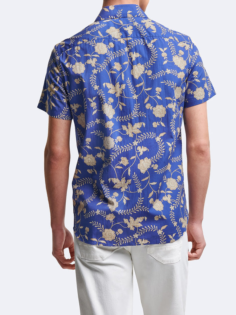 Chemise 100% coton fleurie - Bleu