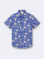 Chemise 100% coton fleurie - Bleu