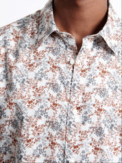 Chemise homme slim manches courtes 100% coton fleurie blanc cassé Devred, vêtement adapté personnes à mobilité réduite – Adapt and Joy