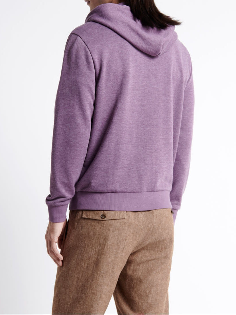 Sweat à capuche faux-uni en coton - Violet