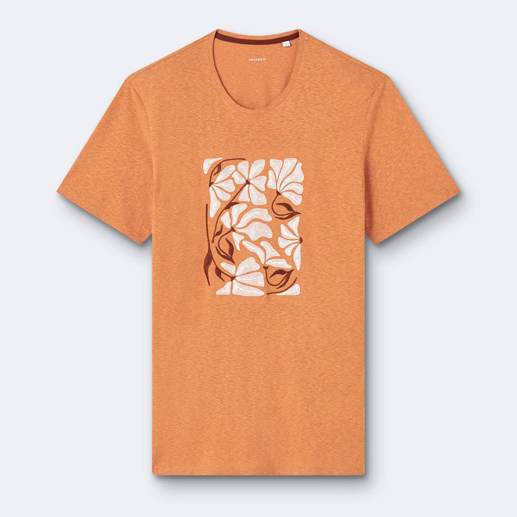 T-shirt homme regular coton viscose motif placé poitrine Devred adapté handicap, habillage facilité pour mobilité réduite des épaules – Adapt and Joy