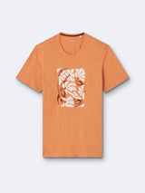 T-shirt col rond en coton à motif - Orange