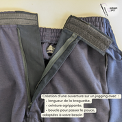 Pantalon jogging ouverture devant handicap, meilleure aisance, adapté par atelier adapt and joy