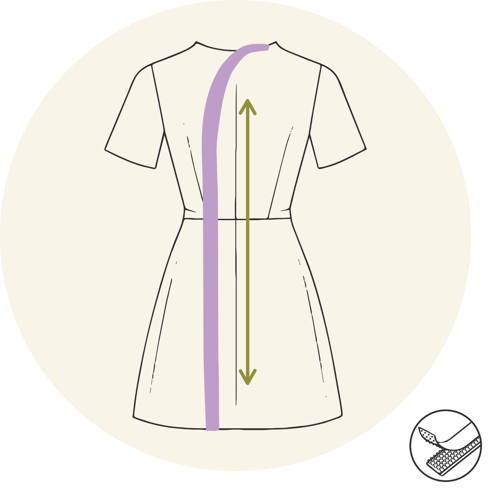 Robe courte (en dessus du genou) - Ouverture dans le dos - Courbe- Vêtements adaptés pour personne à mobilité réduite