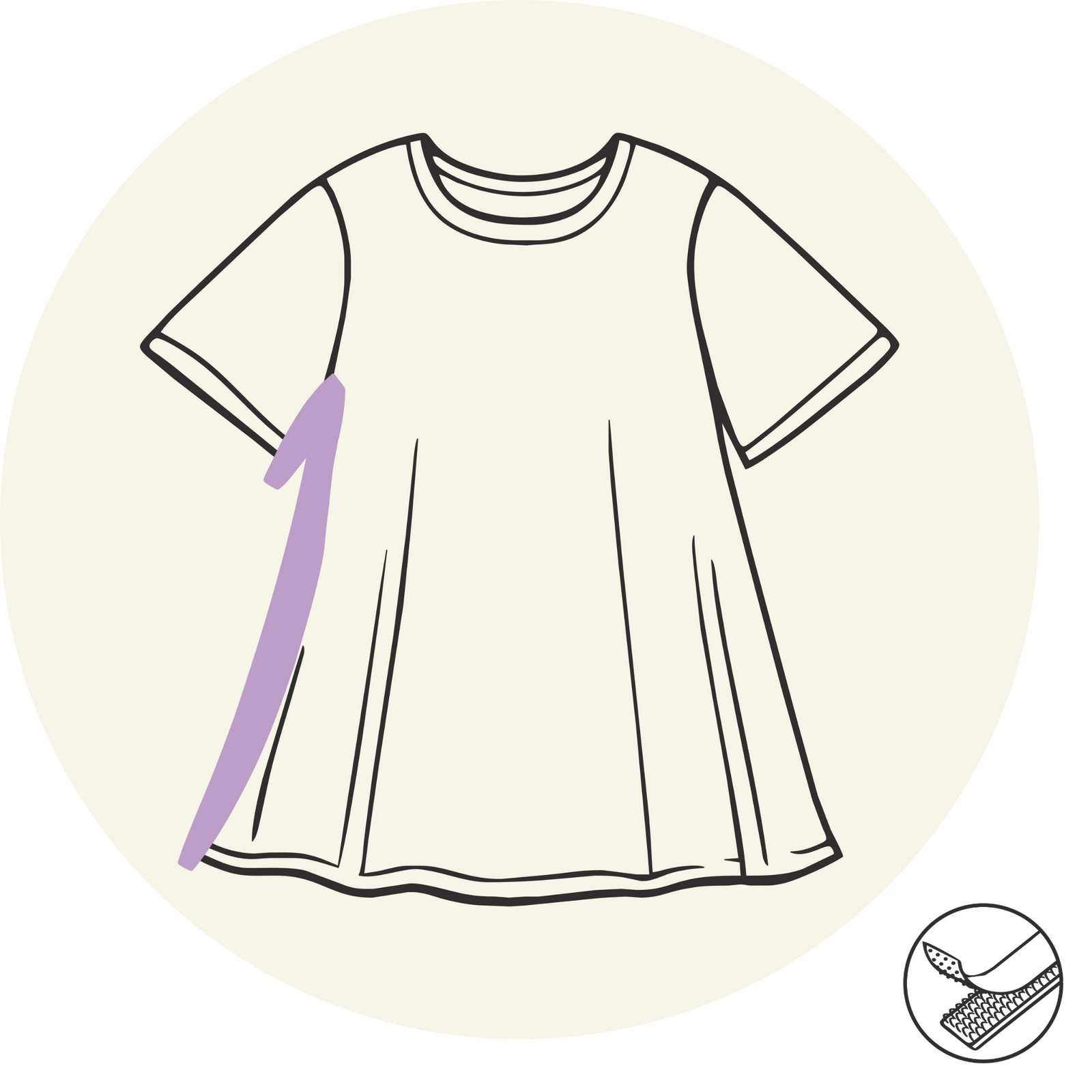 Robe courte (en dessus du genou) - Ouverture sur le côté - Manches courtes- Vêtements adaptés pour personne à mobilité réduite