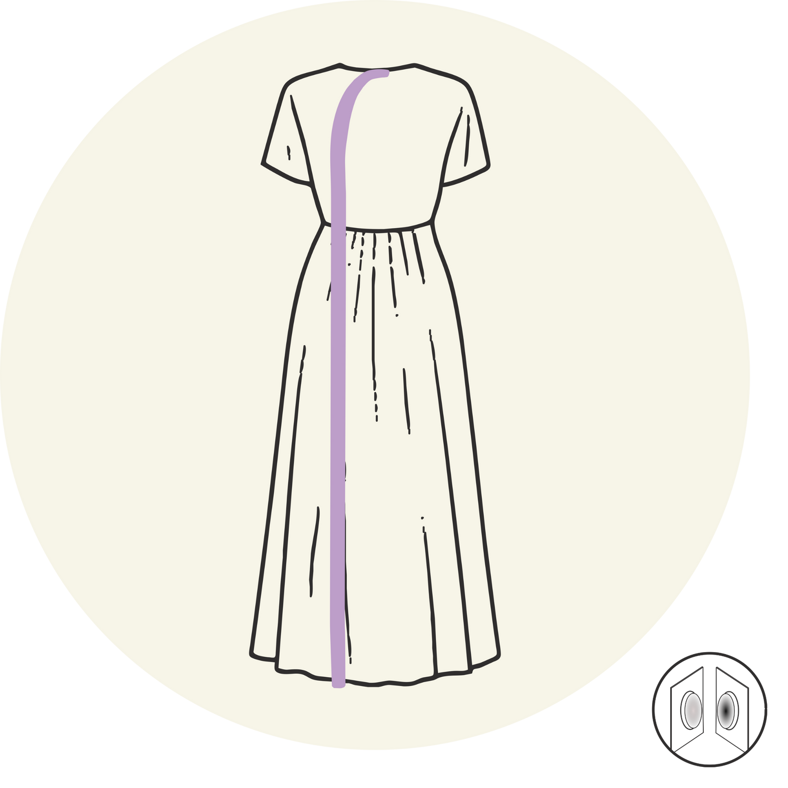 Robe longue (en dessous du genou) - Ouverture dans le dos - Courbe- Vêtements adaptés pour personne à mobilité réduite