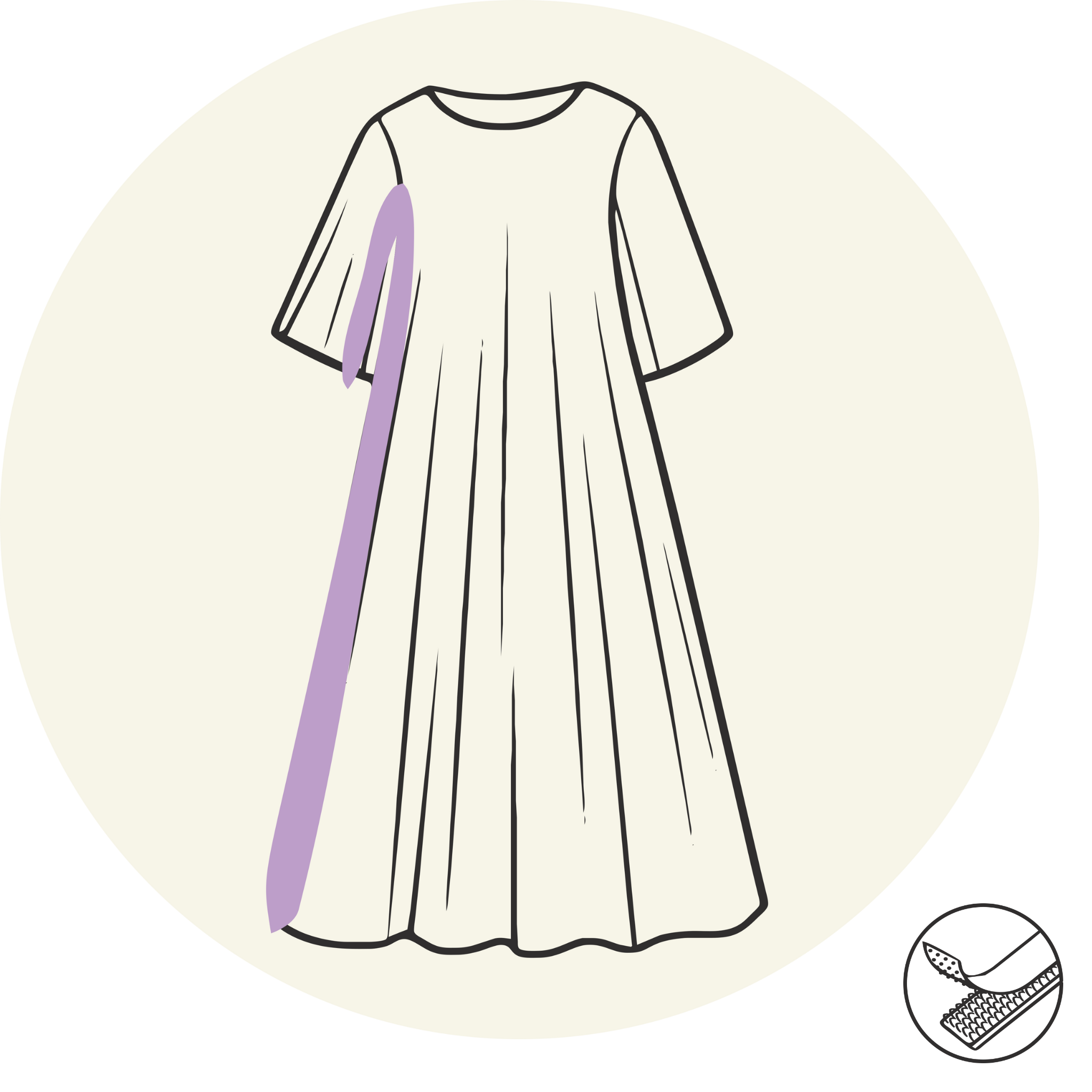 Robe longue (en dessous du genou) - Ouverture sur le coté - Manches courtes