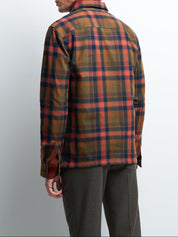 Chemise carreaux orange noir kaki Devred adaptée handicap senior par Adapt & Joy, manches longues en coton.