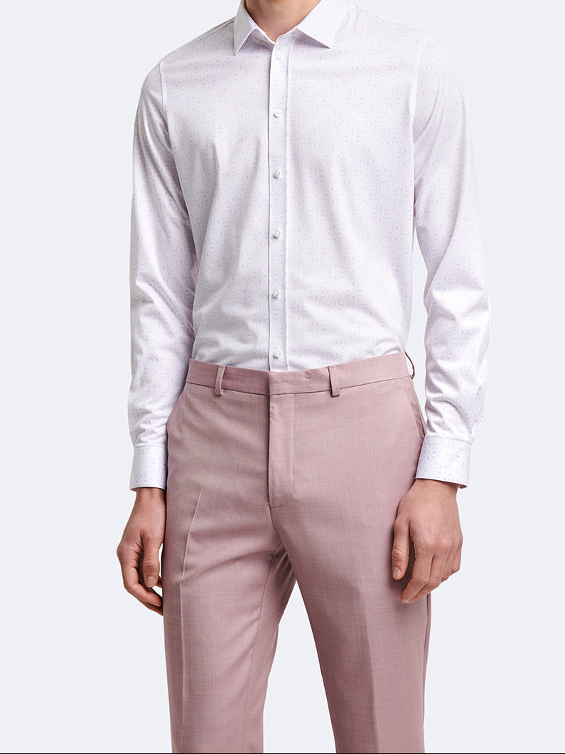 Chemise manches longues fleuri Devred adaptée handicap senior par Adapt & Joy, coupe extra-slim en polyester avec col semi-italien, élégante et facile à enfiler.