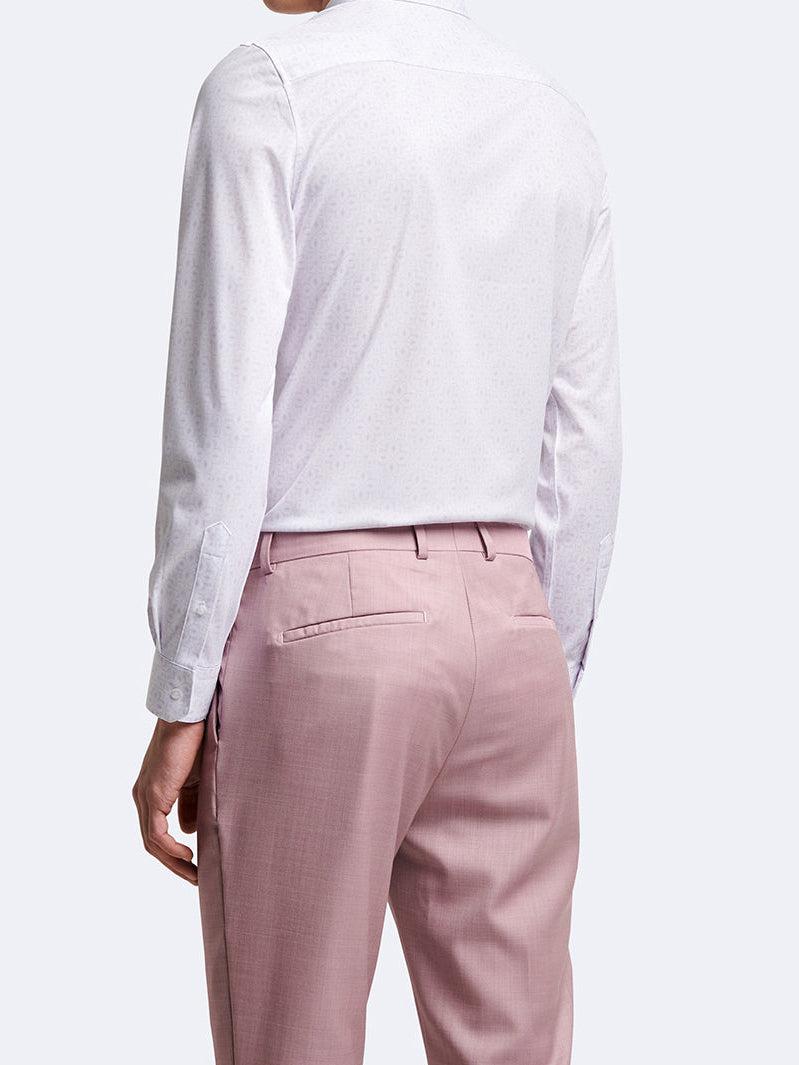 Chemise manches longues fleuri Devred adaptée handicap senior par Adapt & Joy, coupe extra-slim en polyester avec col semi-italien, élégante et facile à enfiler.