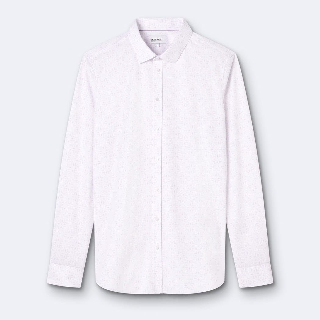 Chemise manches longues fleuri Devred adaptée handicap senior par Adapt & Joy, coupe extra-slim en polyester avec col semi-italien, élégante et facile à enfiler.