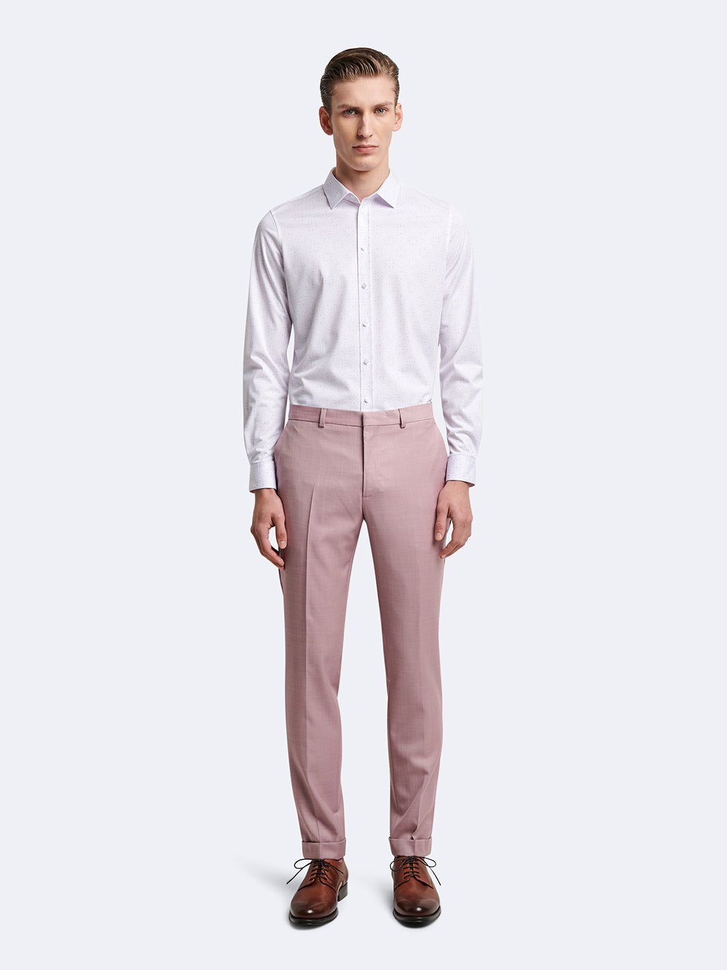 Chemise manches longues fleuri Devred adaptée handicap senior par Adapt & Joy, coupe extra-slim en polyester avec col semi-italien, élégante et facile à enfiler.