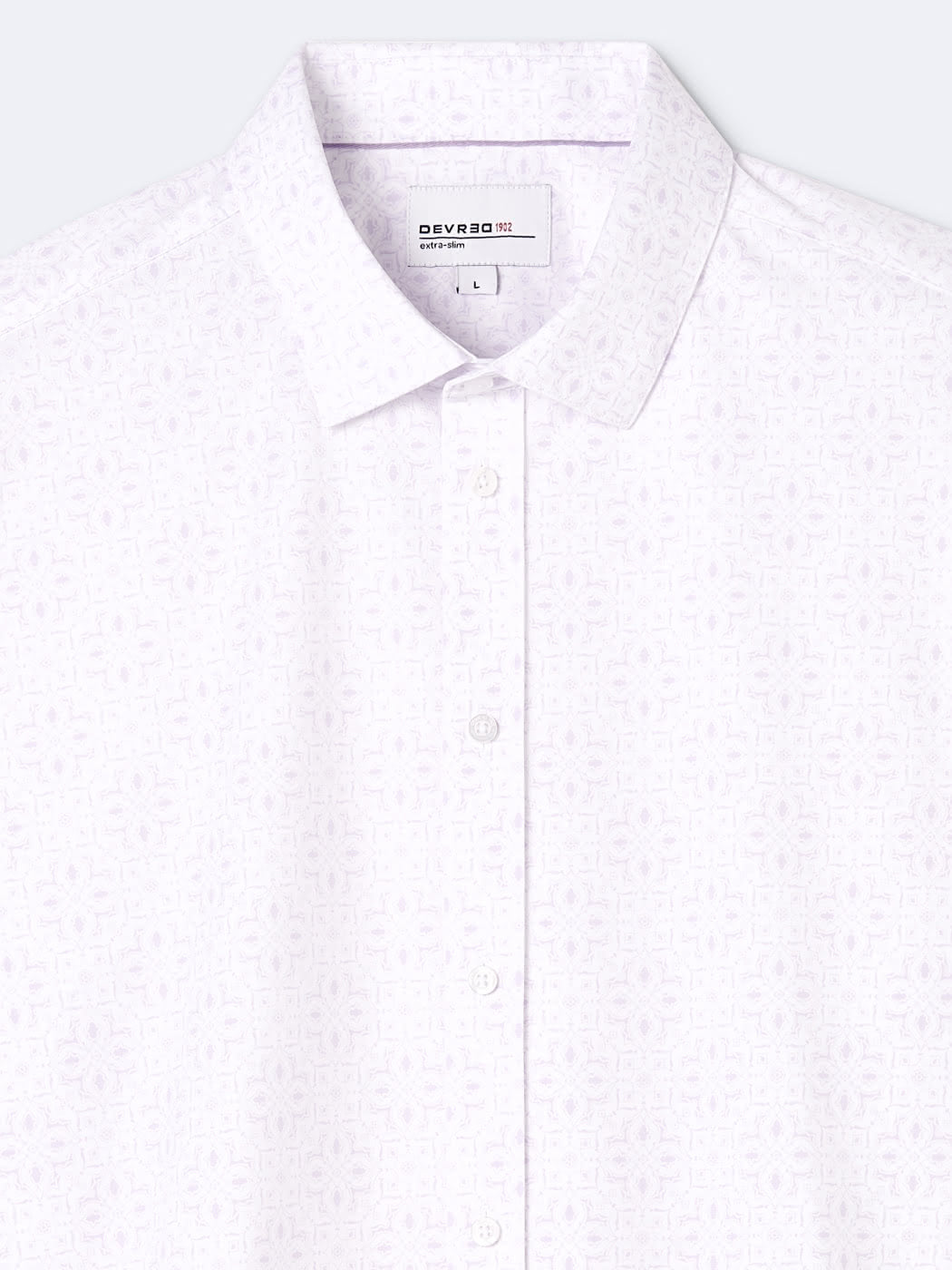 Chemise manches longues fleuri Devred adaptée handicap senior par Adapt & Joy, coupe extra-slim en polyester avec col semi-italien, élégante et facile à enfiler.