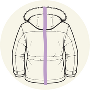 Manteau, veste, doudoune, polaire - Ouverture dans le dos droit