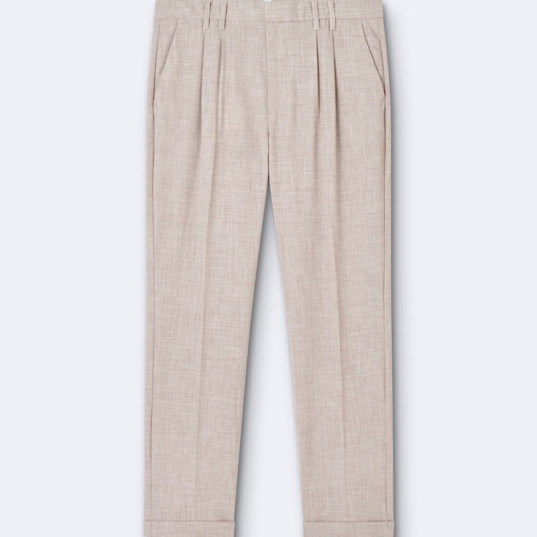 Pantalon slack slim beige Devred adapté handicap senior par Adapt & Joy, coupe élégante et confortable.