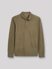 Polo Devred kaki à manches longues avec détails feuilles adapté par Adapt & Joy pour les personnes en situation de handicap ou seniors, facilitant l’habillage et le confort