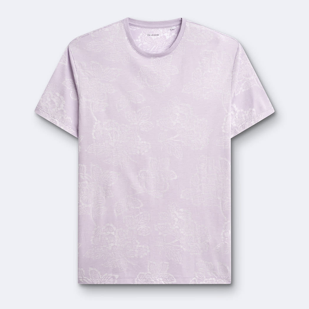 T-shirt fleuri à manches courtes et col rond Devred adapté par Adapt & Joy, offrant élégance, confort et facilité d’habillage pour les personnes en situation de handicap ou seniors.