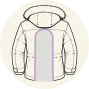 Manteau, veste, doudoune, polaire - Ouverture dans le dos en pont